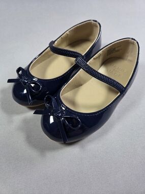 Janie And Jack Girls Navy Patent Mary Jane Shoes Size 8